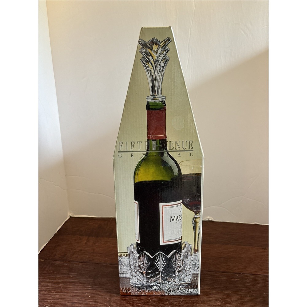 Fifth Avenue Crystal‎ "Portico" 6 Piece Wine Accessory Set NIB Fridgescaping